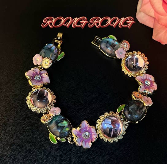 中古vintage饰品高品质仙气糖果色花朵手链夏日气质甜美古着手链